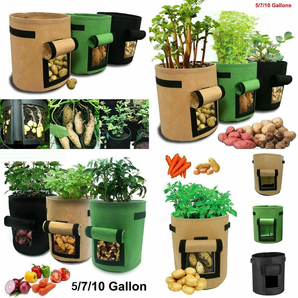 Durable And Reusable 5/7/10 Gallon Vegetable Grow Bags With Convenient Carry Handles