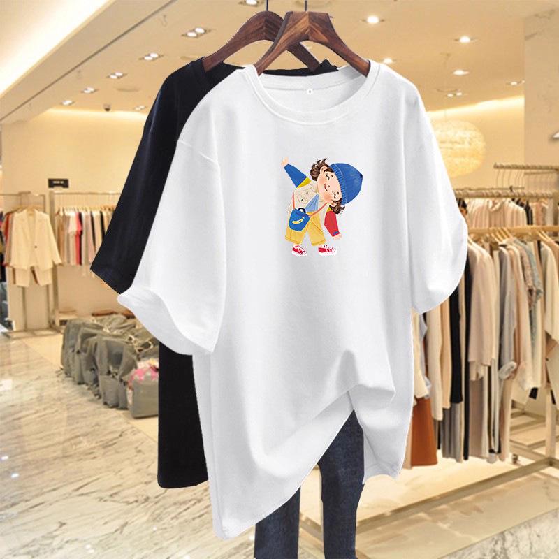 American Retro Cartoon Oversized T-Shirt - Women's Summer Loose-Fit Short Sleeve Top
