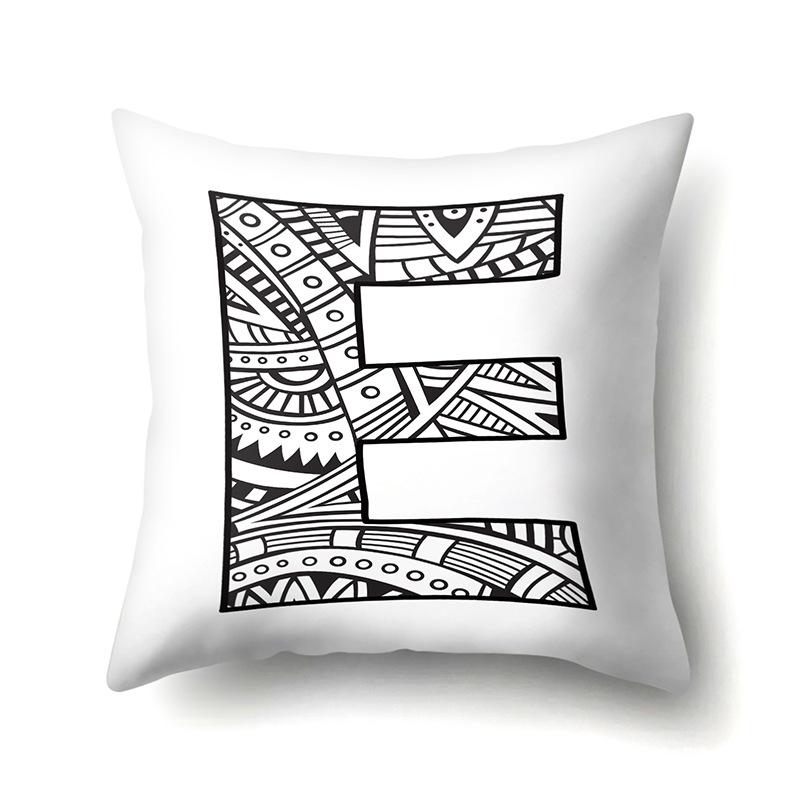 Polyester Pillow Case Pencil Drawing Geometric Decorative Print 26 English Letters Pillow Cushion Cover Simple