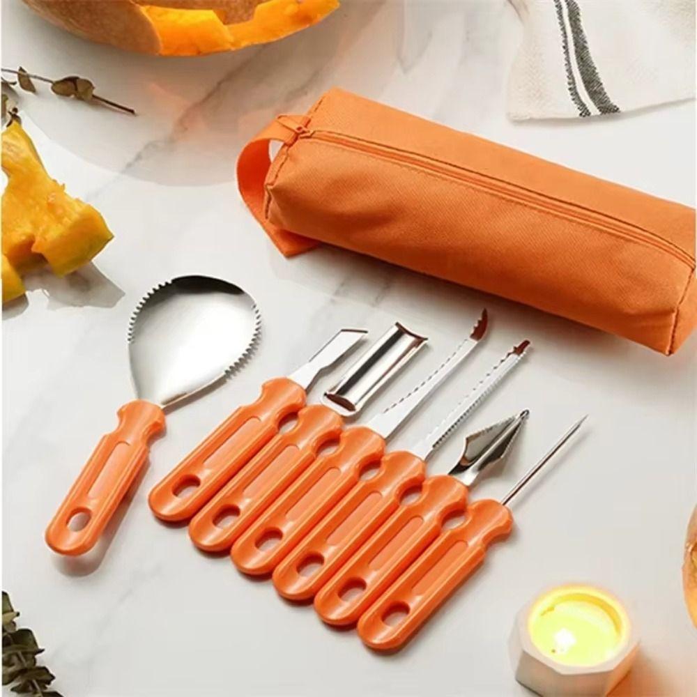 8/11Pcs Stainless Steel Halloween Pumpkin Carving Tool Professional with Carrying Case Pumpkin Carving Set