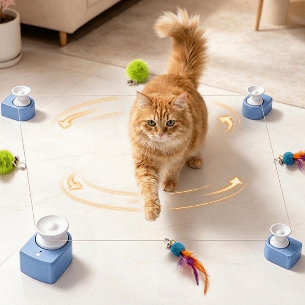 Automatic Cat Race Toy Wireless Interactive Cat Toy Funny Cat String Chasing Toy Indoor Cat Toy