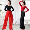 Women's High Waist Ruffled Wide-Leg Latin Dance Pants Modern Dance Pants