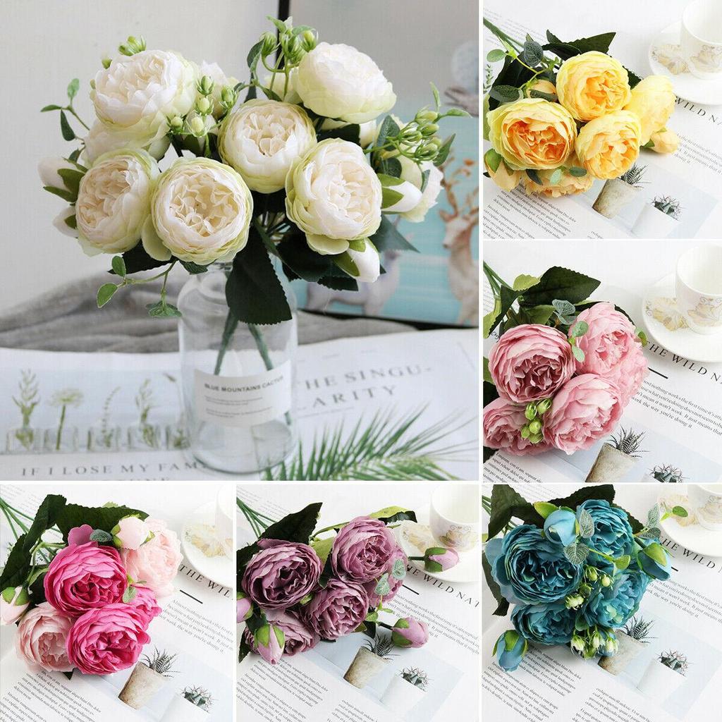 Artificial Flowers  Silk  Peony Fake Rose Decor  Artificial Flowers Fake Bouquet Wedding Home Party Decor