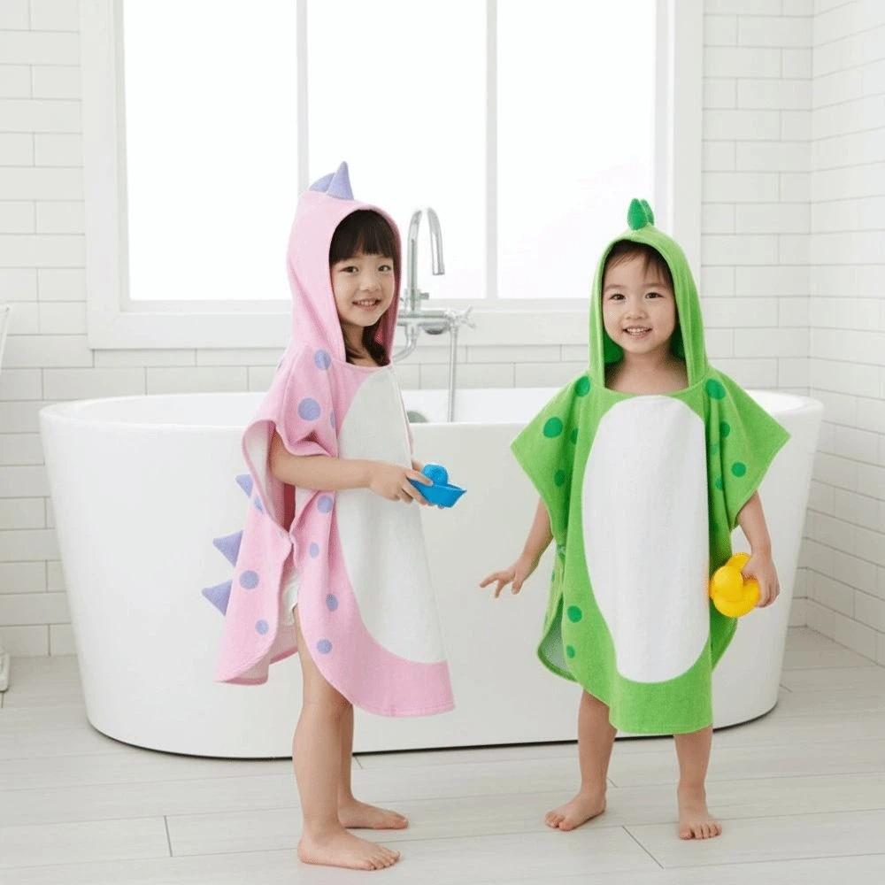Warm Single Layer Kids Bath Towel Soft Shower Cloak Boy Cloak Towel Cartoon Swim Towel Girls Hooded Bathrobe Sleepwear