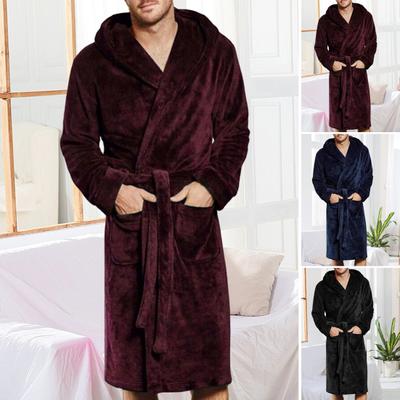 Robe Pijama Bel Dantel-up Anti-friz Açık Dikiş Erkek Kapşonlu Peluş Şal Banyo Robe Yatak Odası için