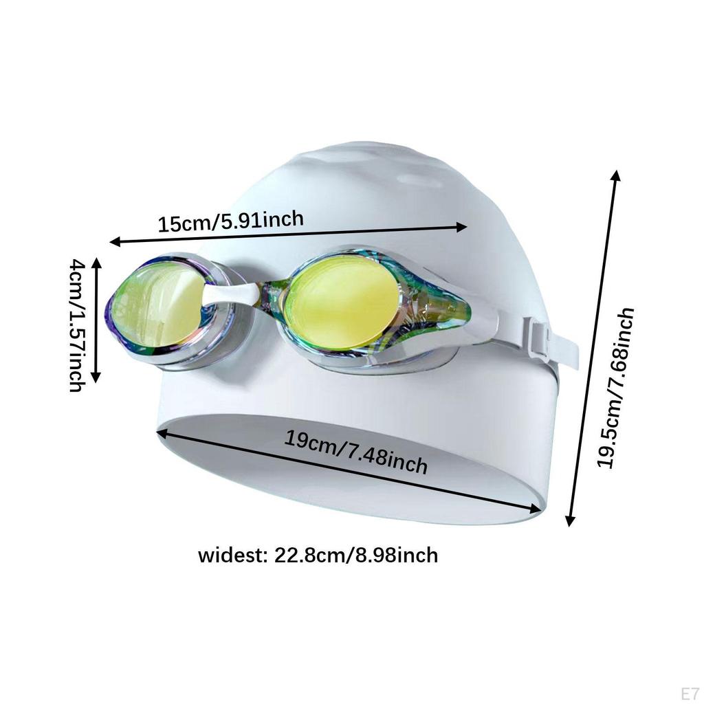 Swim Goggles & Cap Set Clear Vision Compact No Leakage Swimming Glasses violet