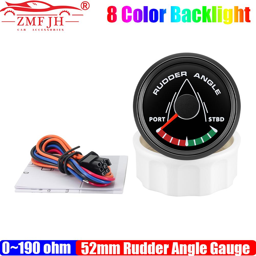 ZMFJH 0-190ohm Waterproof Boat Marine Rudder Angle Indicator 8 Color Backlight 52MM Rudder Angle Gauge Meter STBD-PORT 12V24V