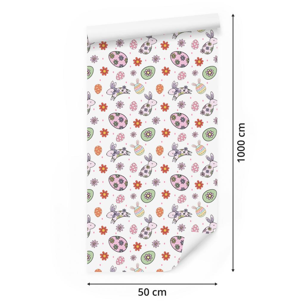 Easter Wallpaper White, Light Gray and Coral for Living Room and Bedroom 50x1000