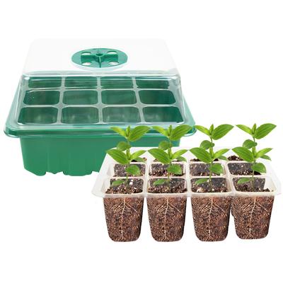 Caja de plántulas portátil de 12 agujeros, maceta de plástico transparente para germinación de semillas, accesorios para cultivo de plantas de jardinería de interior para el hogar