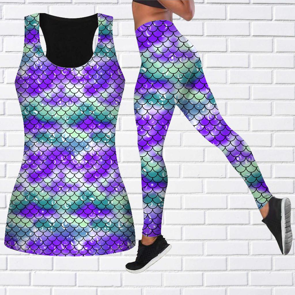 Red Scale Print Yoga Outfit for Women Fashion Workout Leggings Fitness Sports Casual Yoga Pants