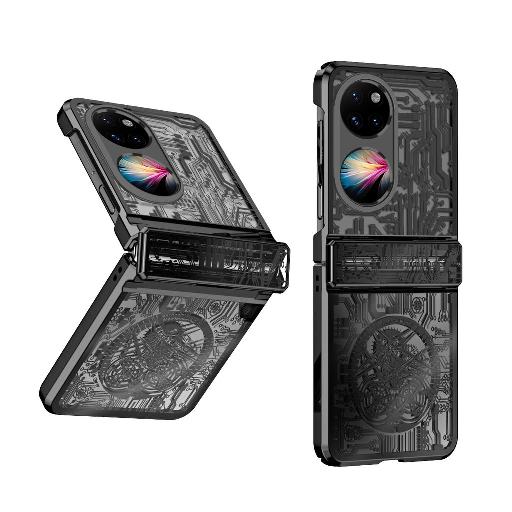 For Huawei P50 Pocket 5G case Mechanical Legend Plating Case for Huawei P50 Pocket Hinge Folding Full protective Phone Cover