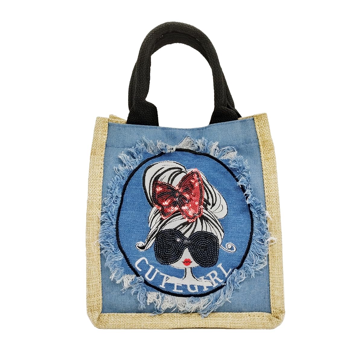 

Jute Bag for Stylish Linen Tote Basket Tote Girl Jute [DIVA Rose] Women, Bag, Bag, Summer, Small, Lightweight, Handbag, Bag, (Light Blue)