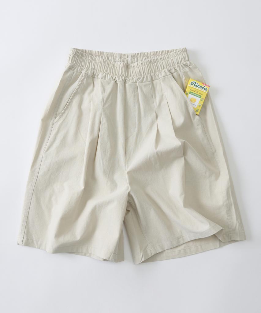 ANALOG MOOD Linen-Like Bermuda Pants (Cream)