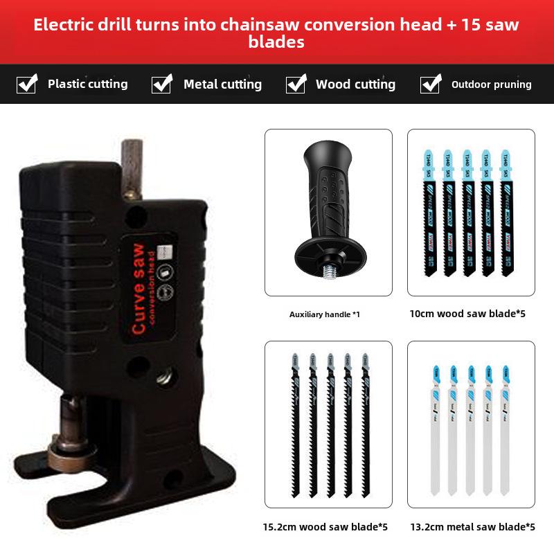 

Головка для преобразования электрической дрели в пилу для ручной возвратно-поступательной деревообрабатывающей пилы