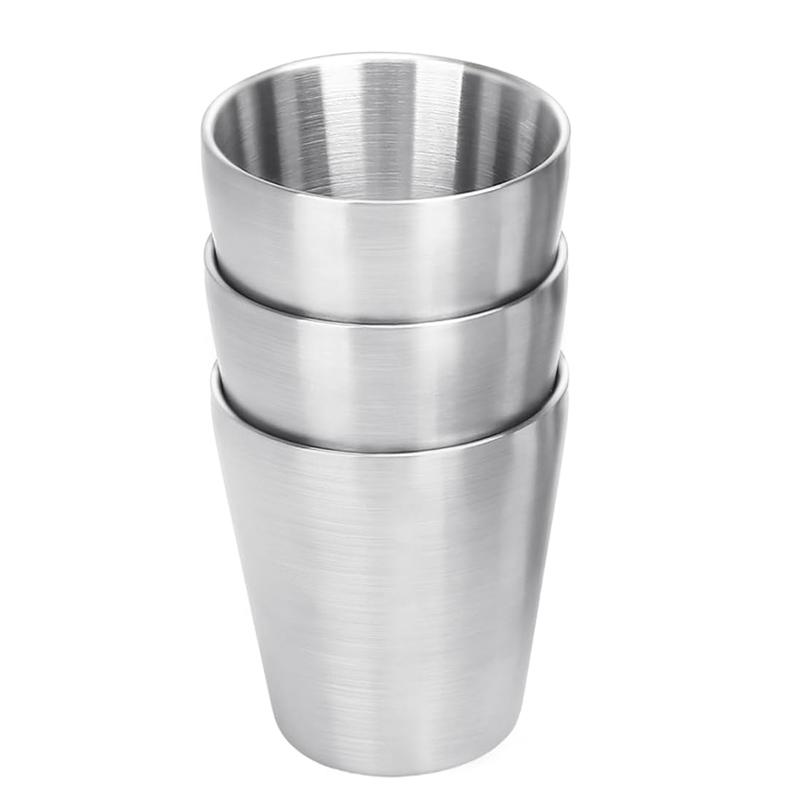 3 Pezzi Acciaio Inossidabile 304 Tazza Attrezzatura da Escursionismo Esterna Tazza Impilabile Tazze da Campeggio Tazze in Metallo Set Tazza da Viaggio per Caffè Bicchieri Portatili