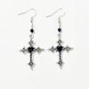Gothic Punk Silver Color Liquid Metal Cross Red Heart Rhinestone Dangle Earrings for Women Hallowmas Party Hip Hop Jewelry Gifts