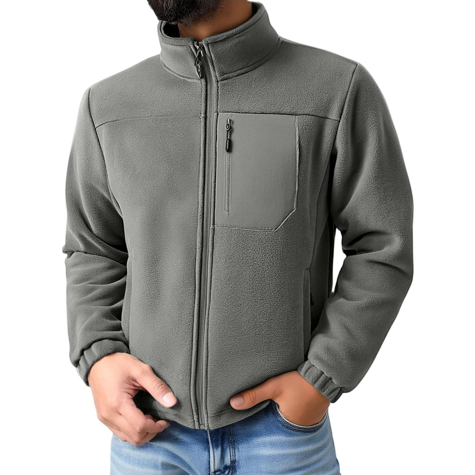 

Men s Standing Collar Thickened Adding Fleece Loose Big Size Zipper Knitted Sweater XL