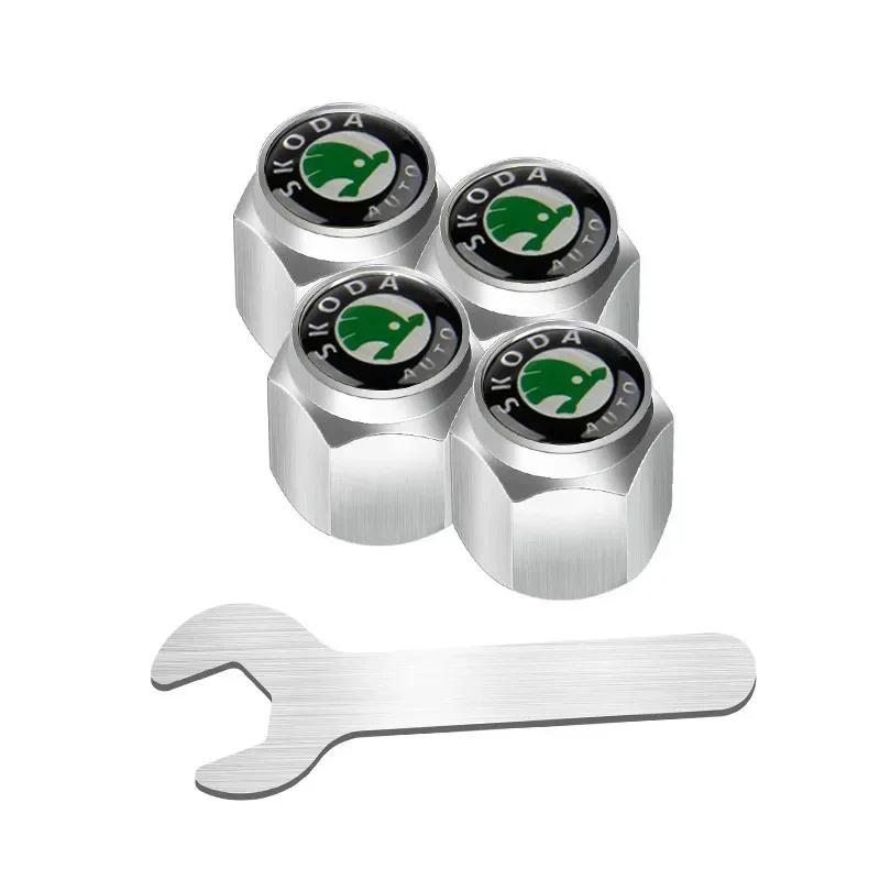 

4 шт./набір Ковпачки на вентиль шини автомобіля для Skoda Superb Kodiaq Rapid Yeti Karoq Octavia Fabia Kamiq Kodiak Spaceback Аксесуари для шин B2-Silver