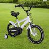Kids’ Bike with Safety Training Wheels, 14-Inch Rubber Tires, Adjustable PU Seat, Chain Guard, White
