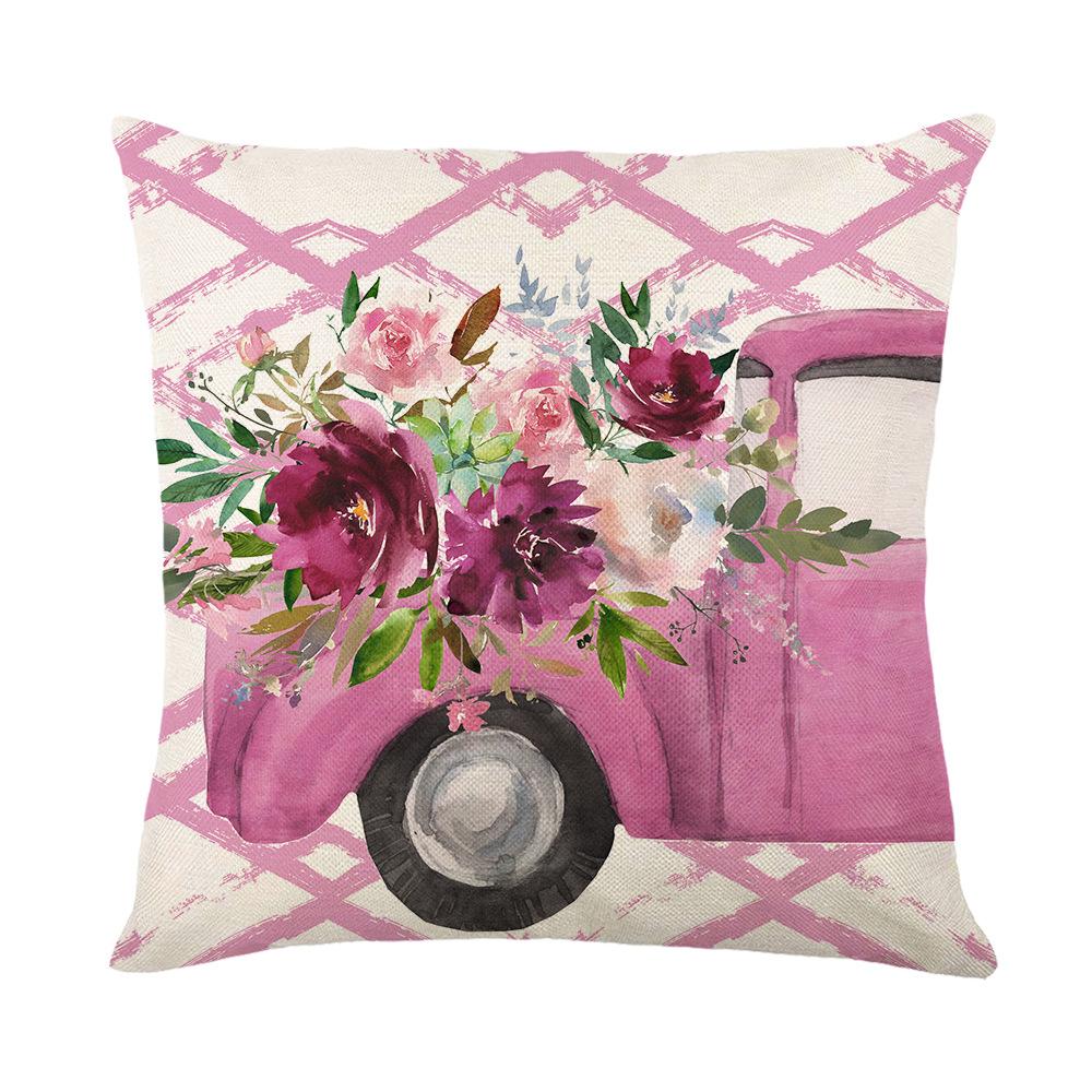 New Flower Pillow Cover Living Room Bedroom Bedside Pillow Cover Linen Printed Cushion Cover