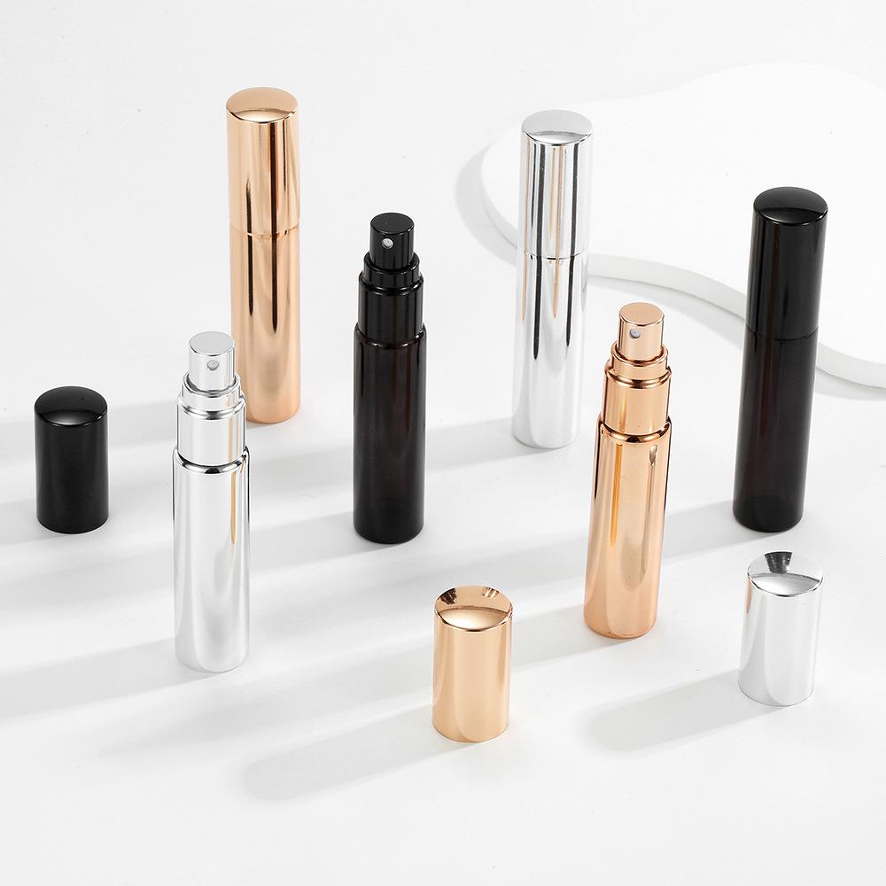 10ml Glass Cosmetic Bottle with Electroplated Aluminum Spray Head - Portable Perfume Refill Spray Bottle Silver Glass