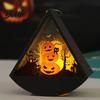 Decorative Lights for Home Halloween Triangle LED Lantern Tumbler Shape Night Light with Witch Ghost Glass Silhouette Shadow Box Pumpkin Battery