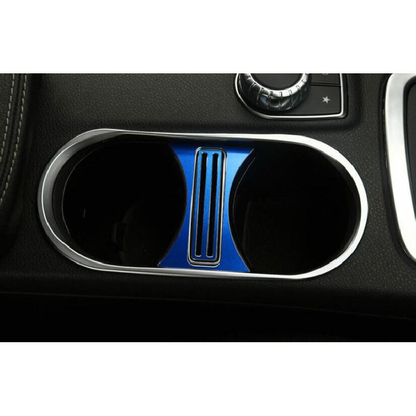 Gear Water Cup Holder Panel Cover Trim For Benz GLA CLA 2013- Blue Aluminum