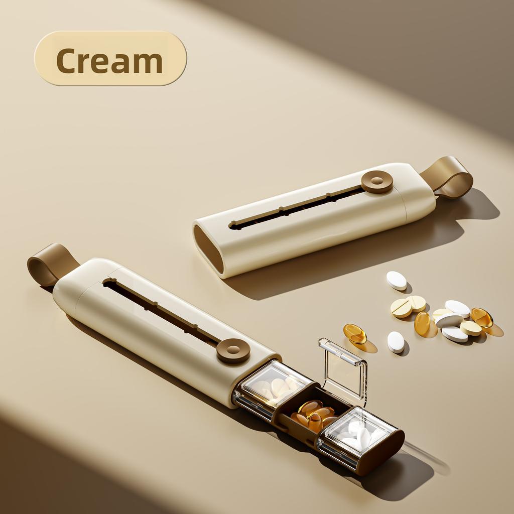 Travel Pill Case Pill Organizer Anti-Spill 3 Compartments BPA-Free and Food-Grade for Vitamins Supplements Pills Push Pop Slide