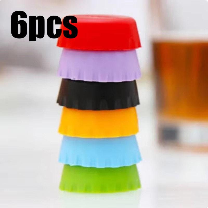 6/18/36pcs Candy Colors Beer Bottle Cap Silicone Wine Bottle Caps Fresh-Keeping Caps Seal Soy Corktail Lid Reusable Bottle Cover