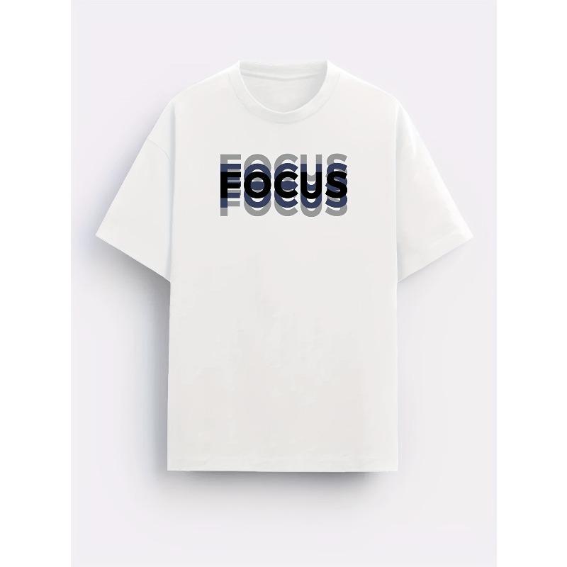 European sizes Trendy Letter Print Crew Neck T-Shirt, A Must-Have for Style Enthusiasts! Gradient FOCUS Design, Ultra Stylish