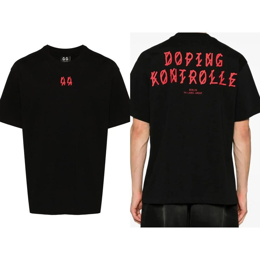44 Gruppo di Etichette "Sole Morente" Maglietta Oversize Double-Sided, Maglietta Streetwear con Logo Usurato, Top Casual Unisex