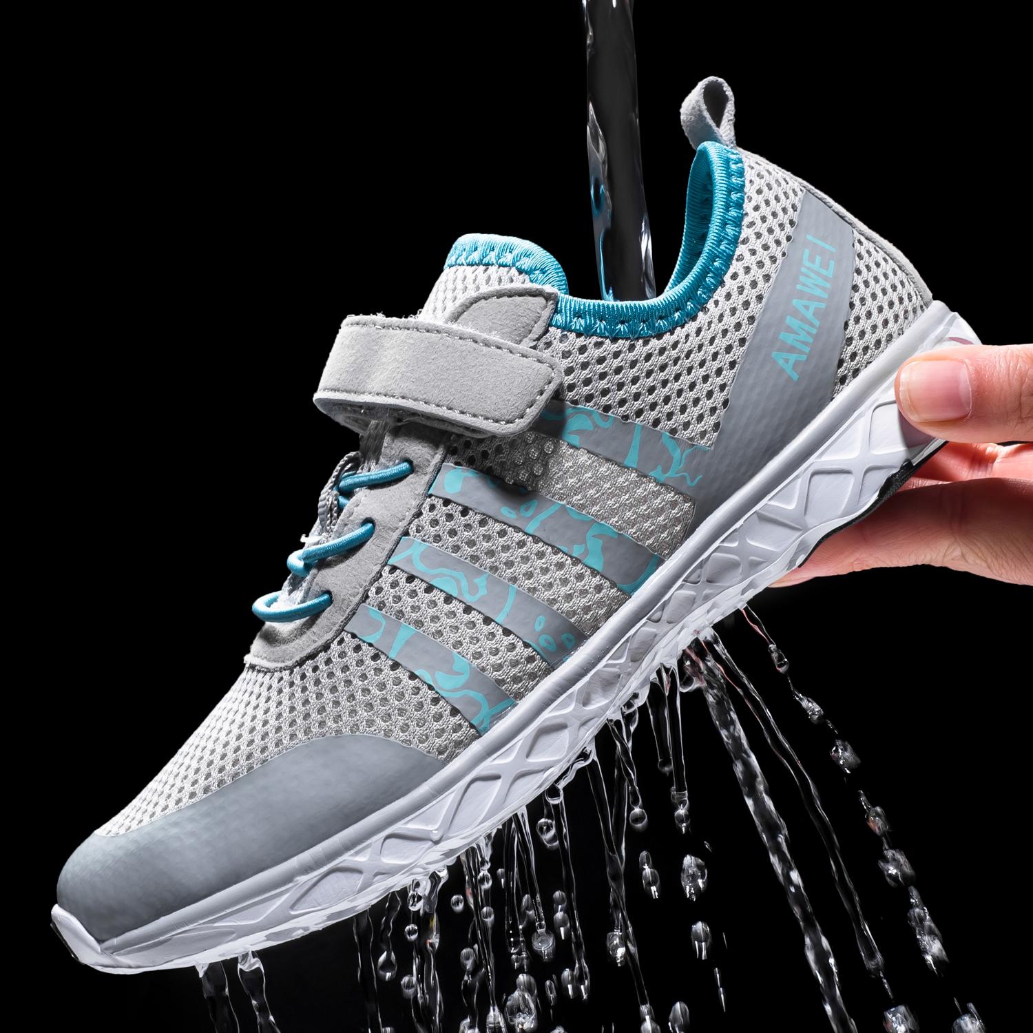 

Детские акваобувь Быстросохнущие пляжные босиком водные туфли для мальчиков и девочек Дренажные сандалии для плавания Дайвинг Гребля Серфинг Спортивные кроссовки для плавания 38 серый