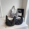 Korean ins Lazy Wind Croissant Bag Women's Large Capacity Canvas Folded Plaid Nylon Bag Commuter Shoulder Messenger Bag