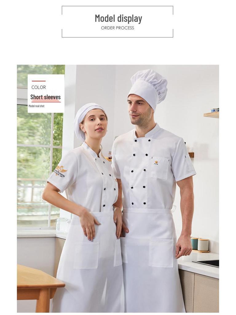 Unisex kuchařská uniforma: Letní cateringové pracovní oděvy s krátkým a dlouhým rukávem