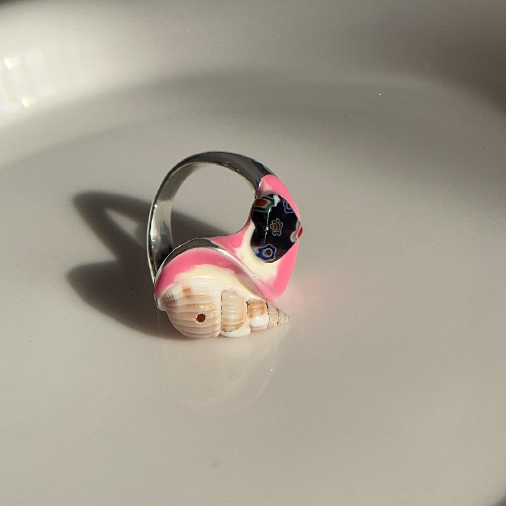 Geometric Enamel Love Heart Ring Open Ring Irregular Enamel Ring Painting Ring  Women