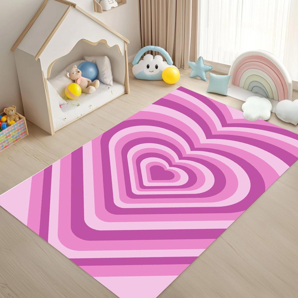 

Sweet Heart Print Carpet Cute Girls Room Decor Rug Modern Home Decor Non-Slip Floormat for Living Room Bedroom Kitchen Hallway 40x60cm