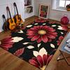Red Floral Pattern with Black Background Patterned Carpet a Non Slip Rug Suitable for All Seasons and Any Setting, Gift