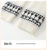 Girls' Jacquard Retro Wool Leg Warmers - Thick, Warm Mid-Calf Socks for Autumn & Winter.