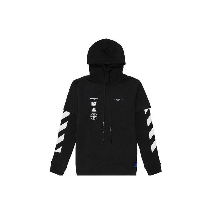 Off-White Back Print Photo Two-Piece Hoodie Men Tops Black OMAB033E191850051088