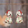 Festive Puppy Earrings: Cute Acrylic Earrings with Santa Hats
