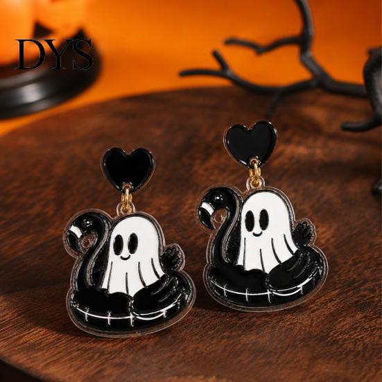 Casual Holiday Outfit Jewelry 1 Pair Summer Halloween Ghost Earrings for Women, Cute Lightweight Statement Pool Float Dangle Drop Earrings, 2D Acrylic