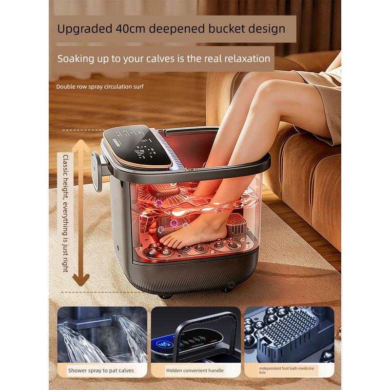 Aux Fußbadewanne mit Heizung und konstanter Temperatur, Automatisches Massage-Elektro-Fußsprudelbad, Tiefer Eimer für den Heimgebrauch, Geeignet für ältere Menschen