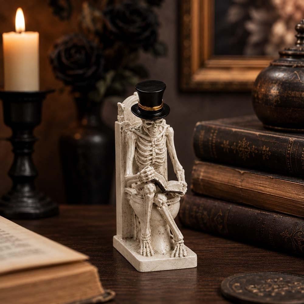 Durable Resin Funny Skull Figurine Vintage Style Halloween Desktop Sculpture  Collectors