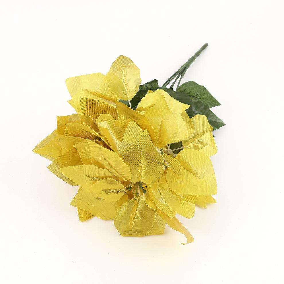 Christmas Poinsettia Decoration: 5-Head Artificial Flower, Three-Dimensional Double Layer for Tree and Wreath Accessories