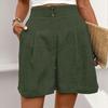 Women's Loose Casual Pants Button -Color High Waist Straight Shorts
