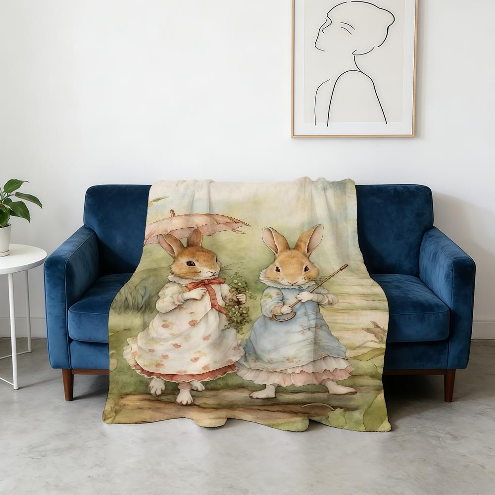 R-Rabbit-ES P-Peter Blanket Super Warm Comfortable Cute Plush Cartoon Throw Blanket Child Home Sofa Bedroom Gift