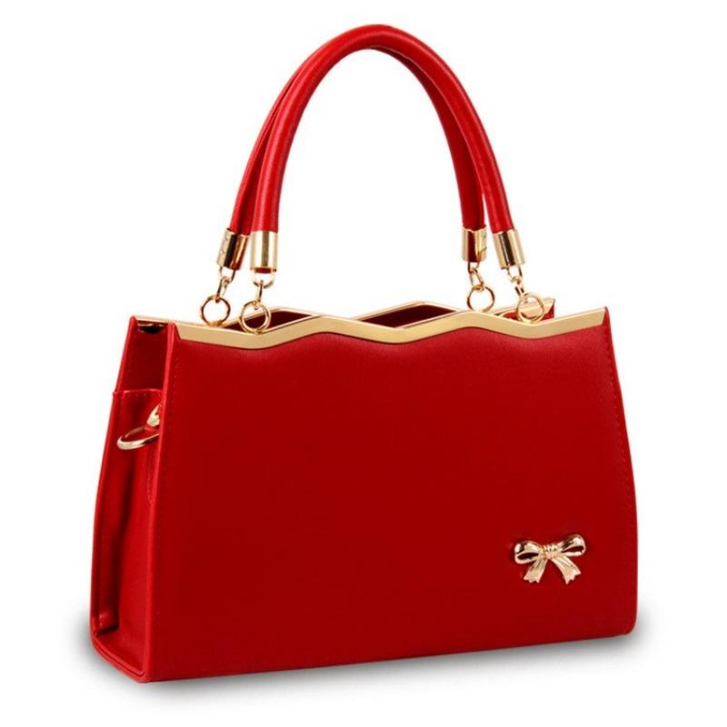 Borsa da Donna Nuova Moda Casual Borsa a Sella con Fiocco Colore Solido Cerniera Monospalla Borsa a Mano KTY