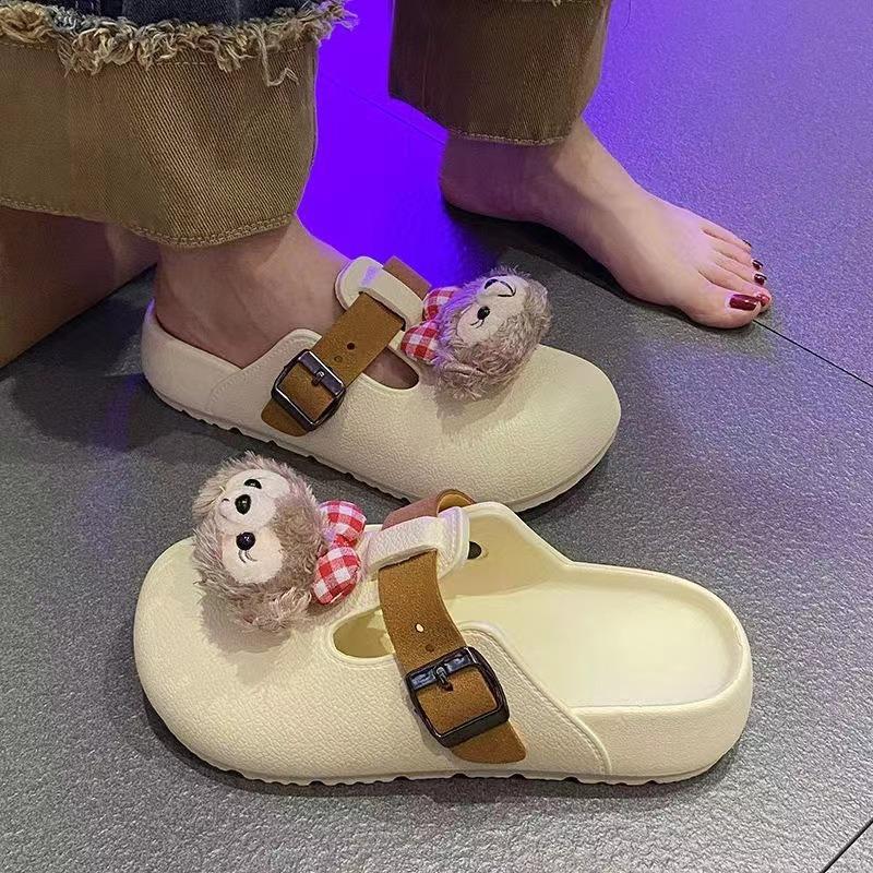 Cute early autumn outer bag head slippers versatile soft duffy bear comfortable flat bottom half drag