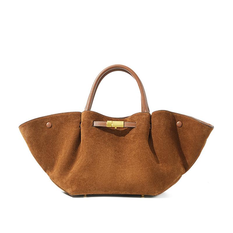 Dumpling Matte Suede Cowhide Commuter Premium Tote Bag Genuine Leather Messenger Large Capacity New Women's Handbag