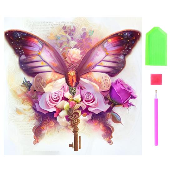 Rhinestone Painting Butterfly 5D Embroidery Full Drill Shiny Rhinestone Colorful DIY Art Crafts Handwork Wall Decoration